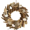 Natural Driftwood and Seashell Artificial Wreath - 14"