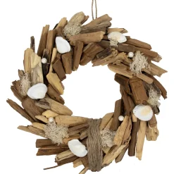 Natural Driftwood and Seashell Artificial Wreath - 14"