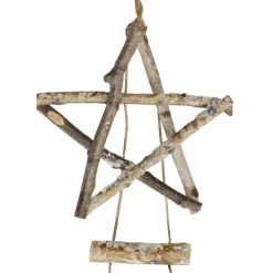 Natural Frosted Tree with Star Topper Wooden Christmas Hanging Decoration - 51"