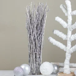 Natural Twig Bundle Glittered Christmas Decoration - 20"