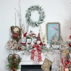 Noel and Snowflake Christmas Sign with Pinecone Holly - 10.25" - White and Silver