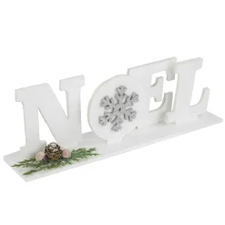 Noel and Snowflake Christmas Sign with Pinecone Holly - 10.25