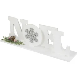 Noel and Snowflake Christmas Sign with Pinecone Holly - 10.25