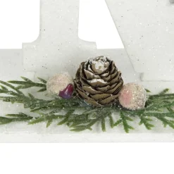 Noel and Snowflake Christmas Sign with Pinecone Holly - 10.25