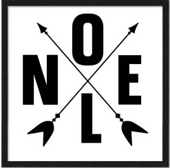 Noel Campsite Compass 15.5" x 15.5" Framed Christmas Wall Decor Art Print Sign Poster in a Black Wooden Frame with UV Acrylic and Hangers