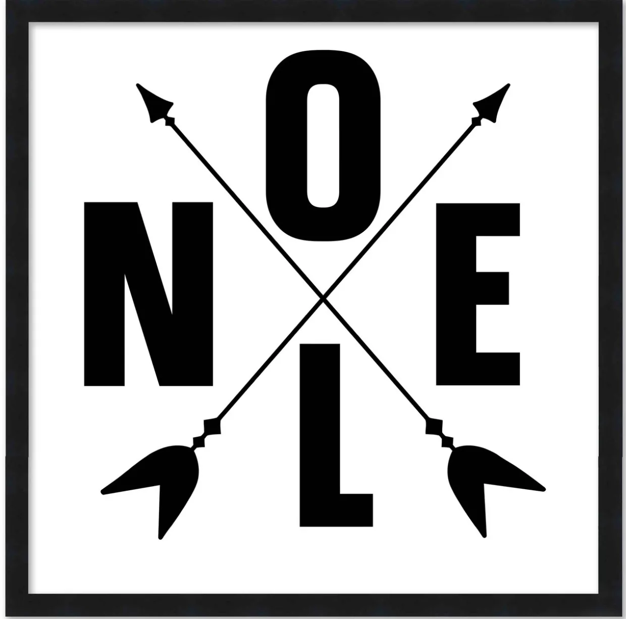 Noel Campsite Compass 15.5" x 15.5" Framed Christmas Wall Decor Art Print Sign Poster in a Black Wooden Frame with UV Acrylic and Hangers