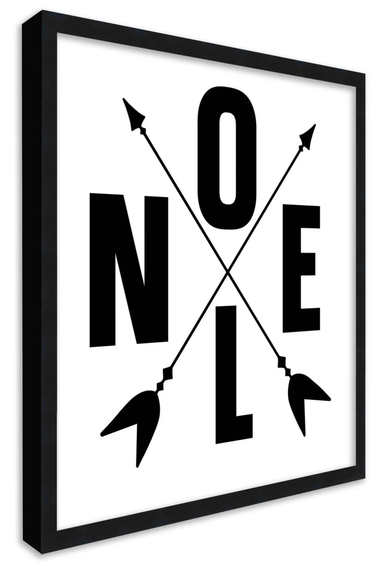 Noel Campsite Compass 15.5" x 15.5" Framed Christmas Wall Decor Art Print Sign Poster in a Black Wooden Frame with UV Acrylic and Hangers