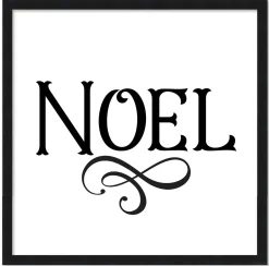 Noel Vintage 15.5" x 15.5" Framed Christmas Wall Decor Art Print Sign Poster in a Black Wooden Frame with UV Acrylic and Hangers