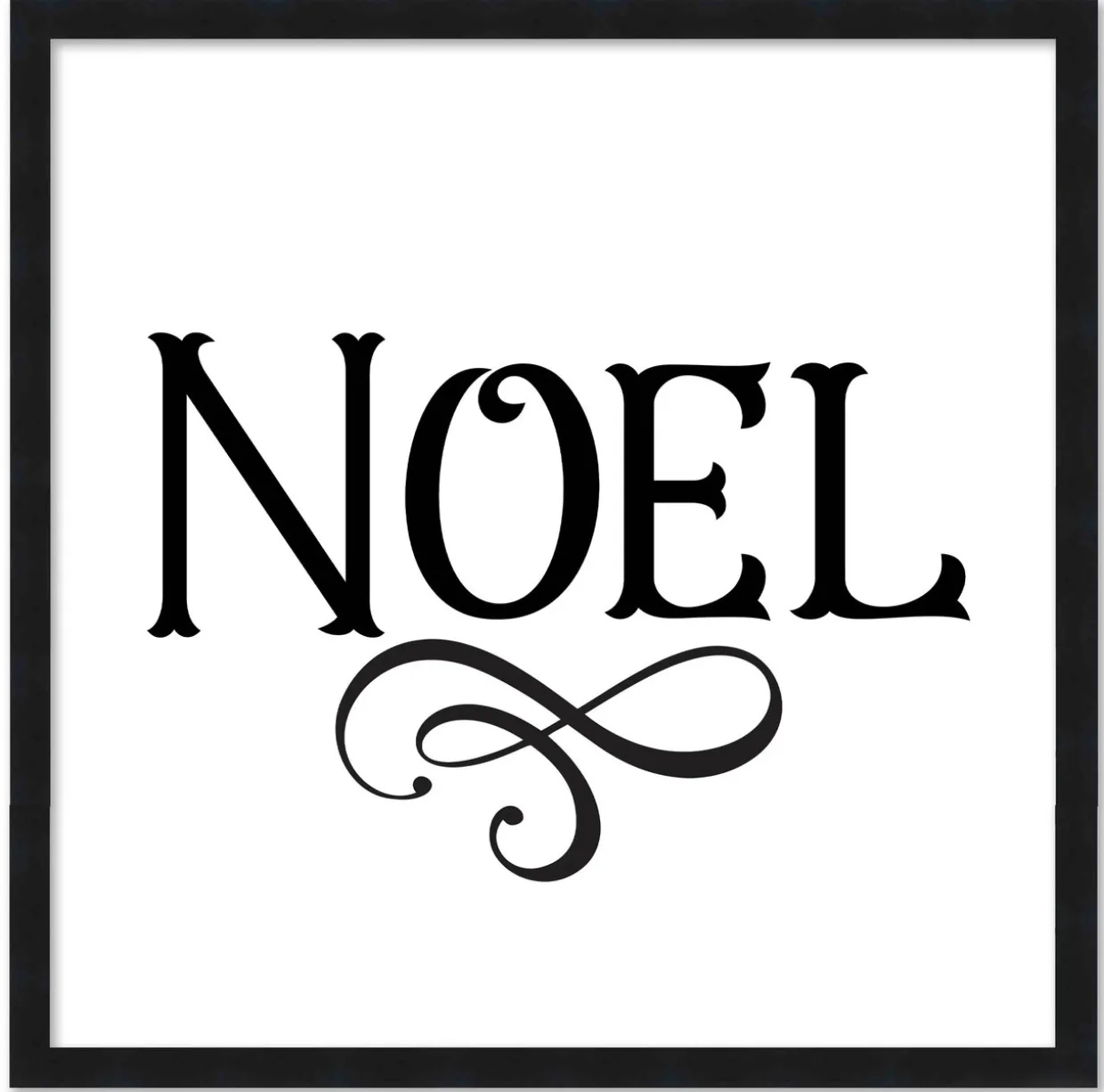 Noel Vintage 15.5" x 15.5" Framed Christmas Wall Decor Art Print Sign Poster in a Black Wooden Frame with UV Acrylic and Hangers