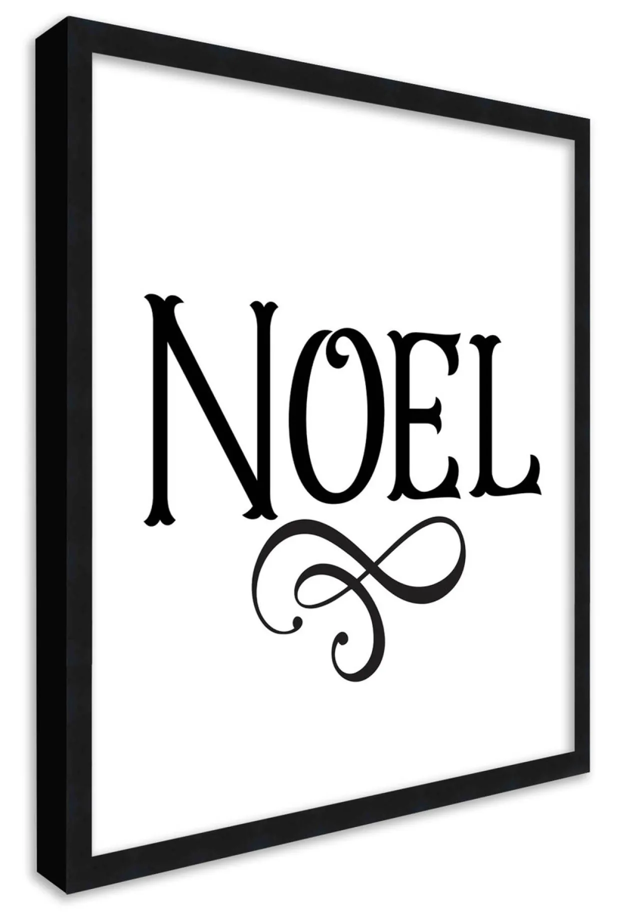 Noel Vintage 15.5" x 15.5" Framed Christmas Wall Decor Art Print Sign Poster in a Black Wooden Frame with UV Acrylic and Hangers