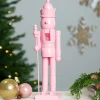 Nutcracker King with Scepter and Crown Standing Christmas Figure - 15" - Pink