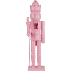 Nutcracker King with Scepter and Crown Standing Christmas Figure - 15" - Pink