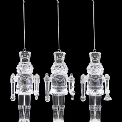 Nutcracker Soldier Acrylic Christmas Ornaments - 5" - Clear - Set of 3