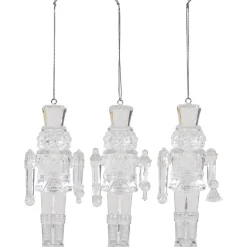 Nutcracker Soldier Acrylic Christmas Ornaments - 5" - Clear - Set of 3