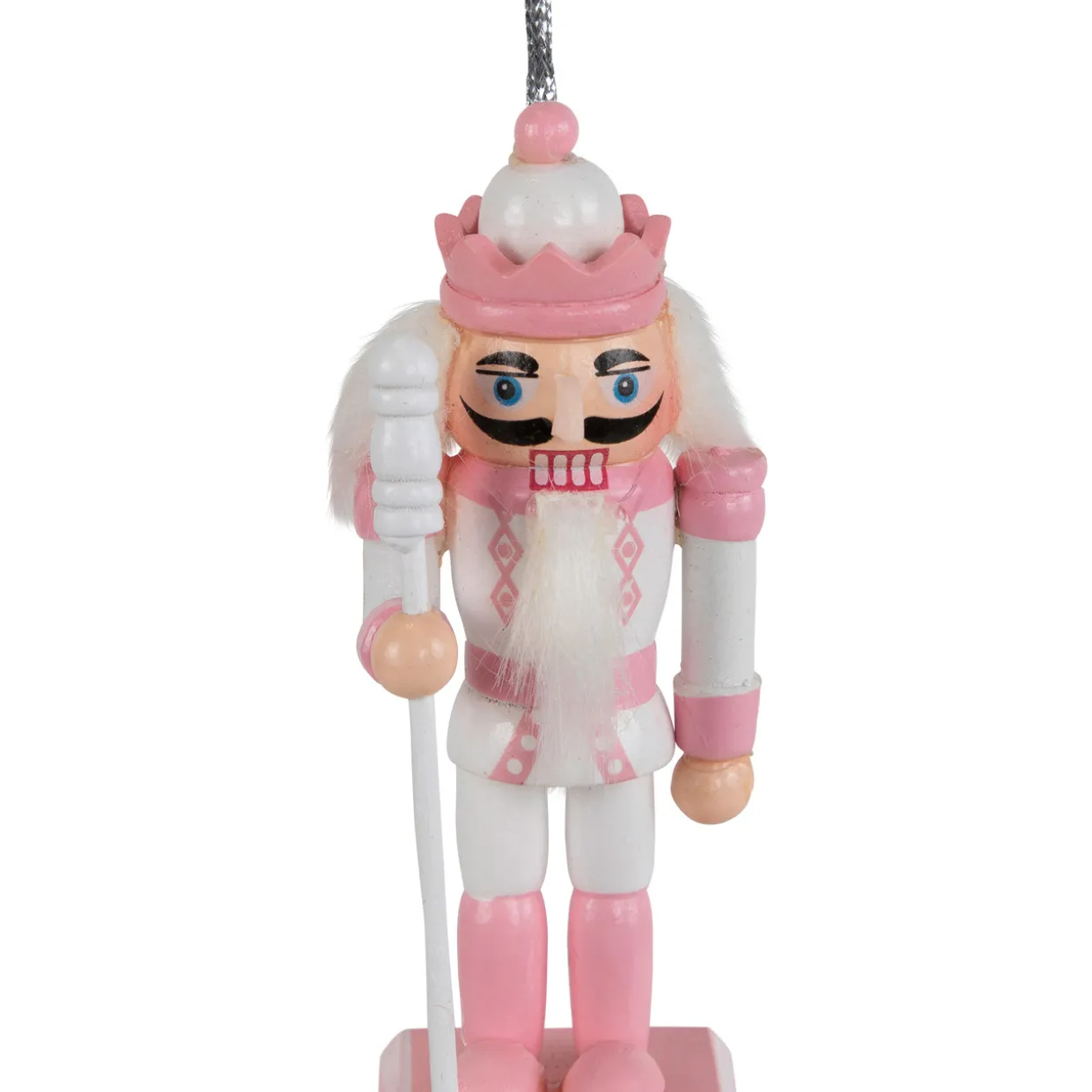 Nutcracker Soldier Christmas Ornaments - 3.25" - Pink and White - Set of 6