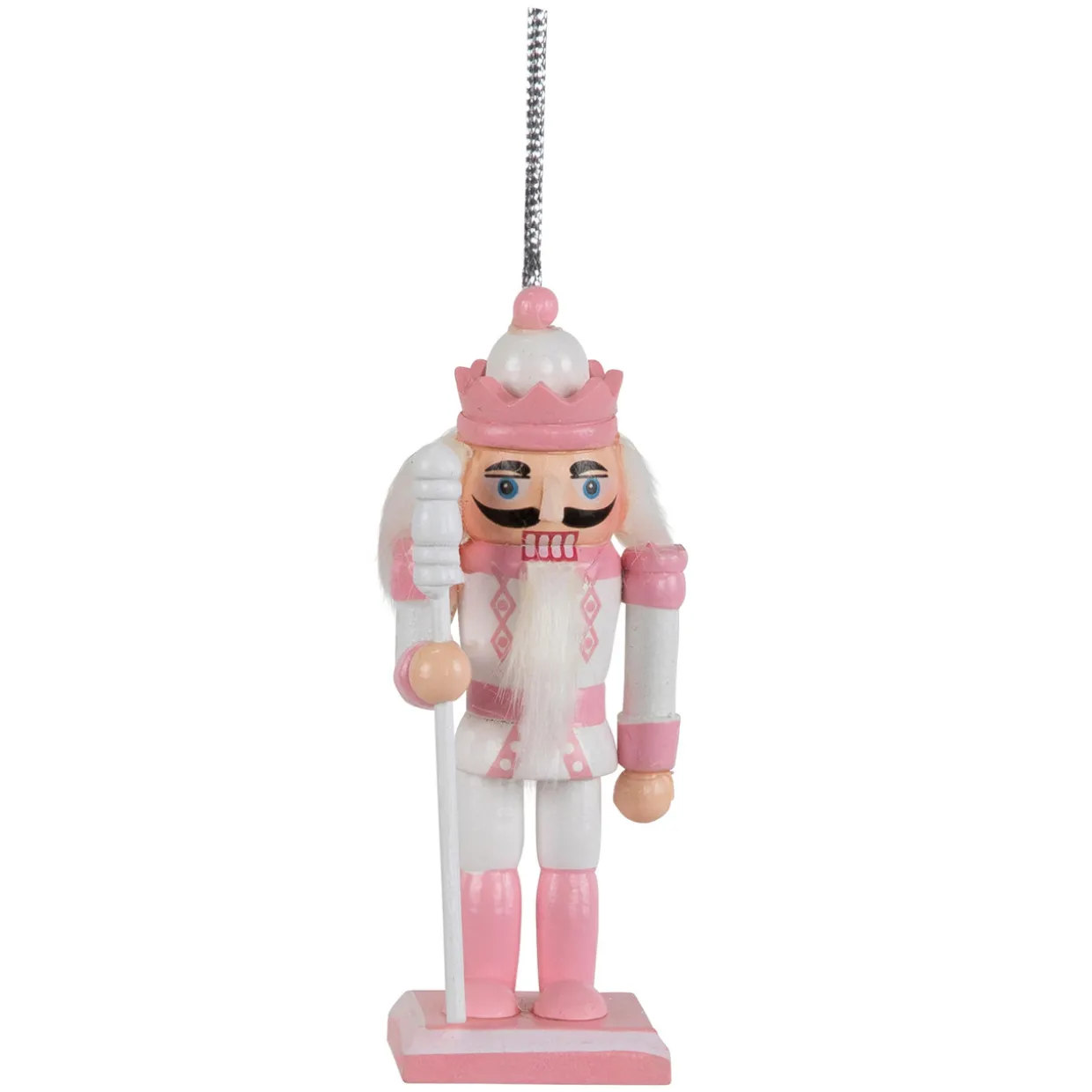 Nutcracker Soldier Christmas Ornaments - 3.25" - Pink and White - Set of 6