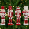 Nutcracker Soldiers Wooden Christmas Ornaments - 5" - Red and White - Set of 4