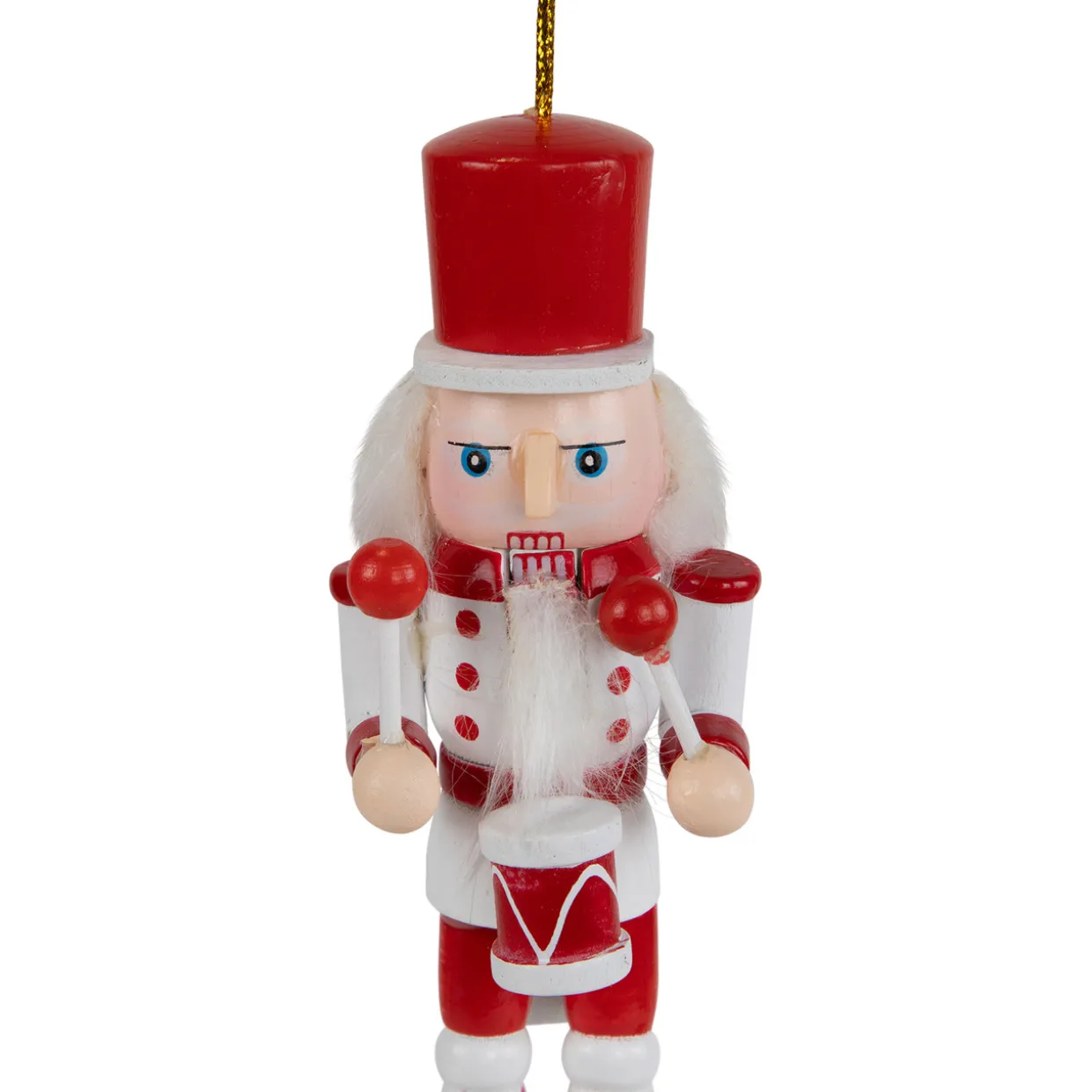 Nutcracker Soldiers Wooden Christmas Ornaments - 5" - Red and White - Set of 4