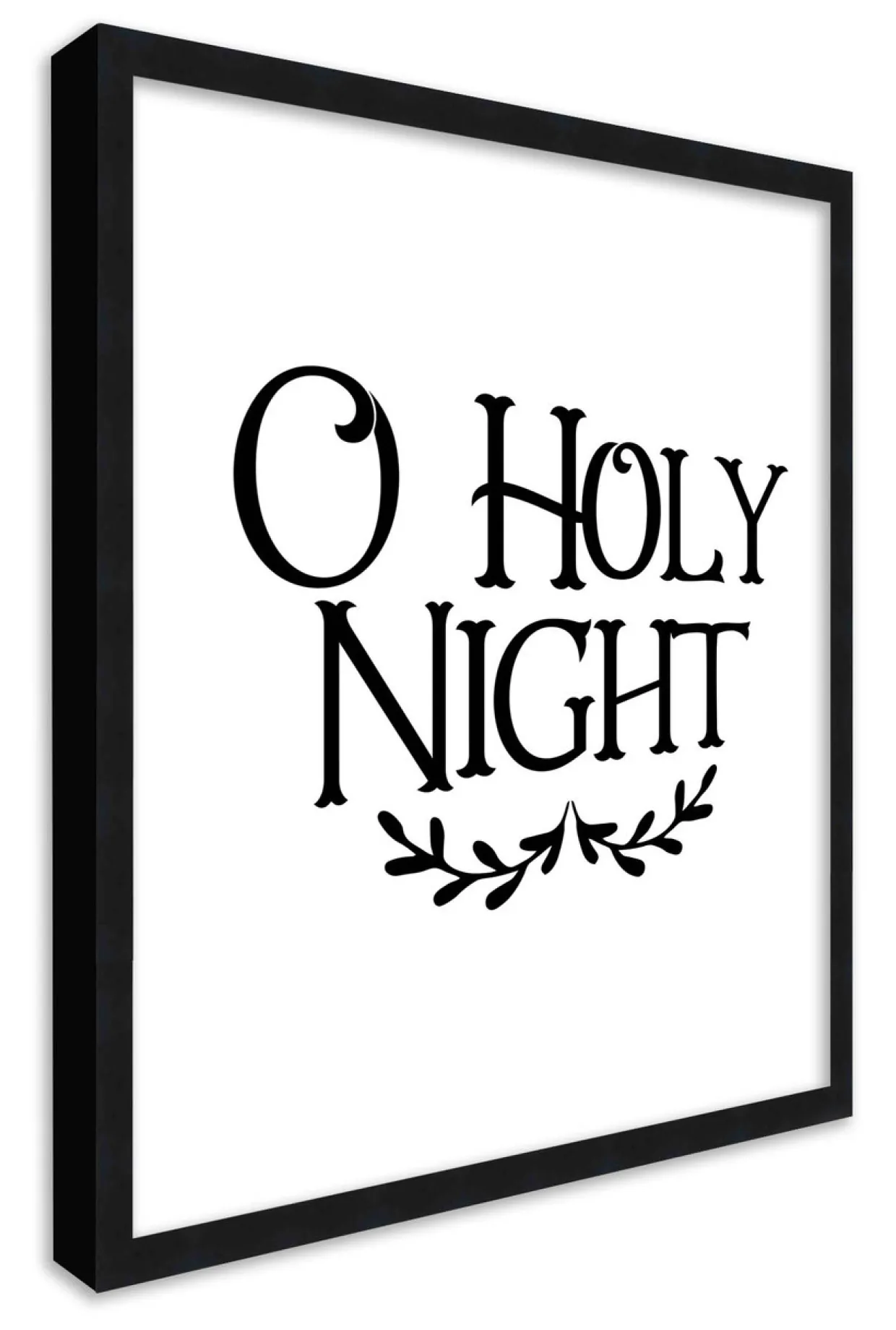 O Holy Night 15.5" x 15.5" Framed Christmas Wall Decor Art Print Sign Poster in a Black Wooden Frame with UV Acrylic and Hangers
