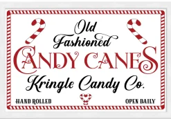 Old Fashioned Candy Canes Kringle Candy Co 13.5" x 19.5" Framed Christmas Wall Decor Sign Poster in a Natural Wooden Frame with UV Acrylic