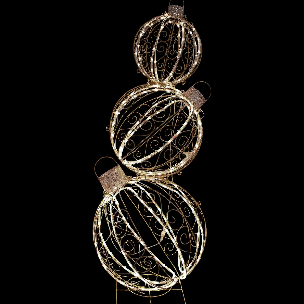 Open Design Stacked Christmas Ornaments Outdoor Decoration - 51" - Gold - Warm White