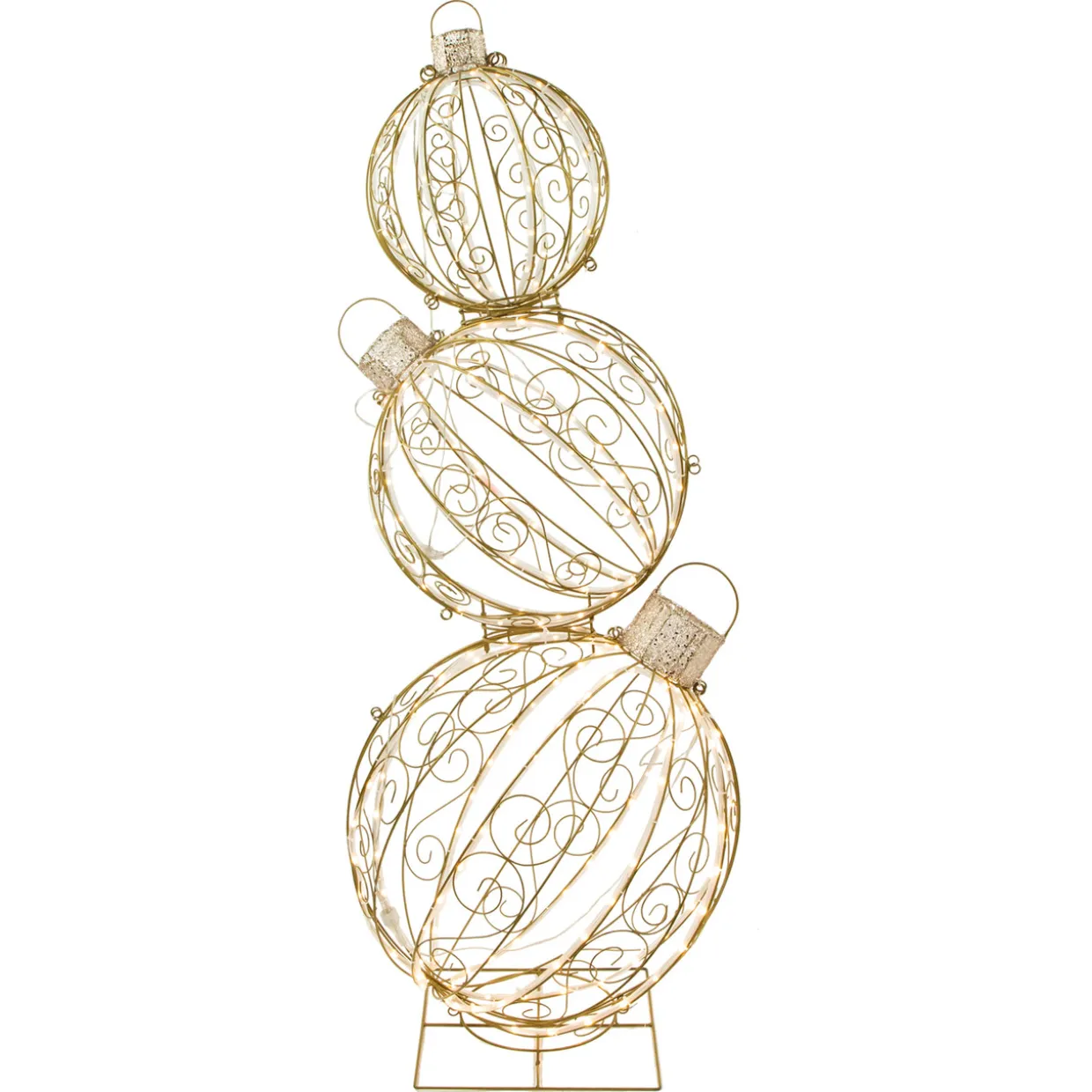 Open Design Stacked Christmas Ornaments Outdoor Decoration - 51" - Gold - Warm White