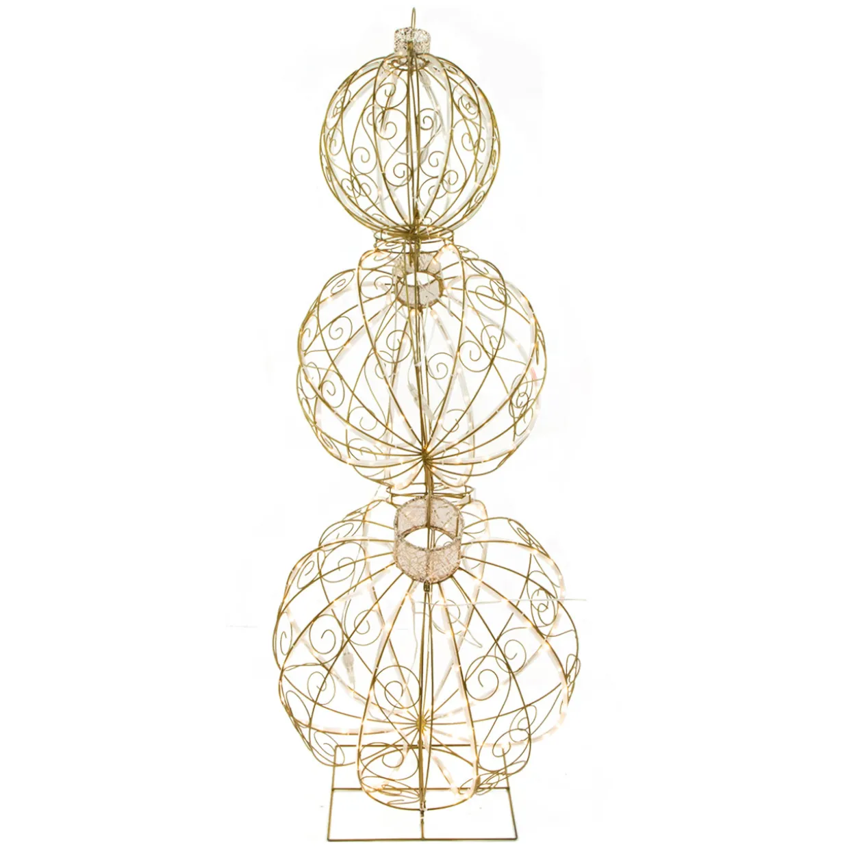 Open Design Stacked Christmas Ornaments Outdoor Decoration - 51" - Gold - Warm White