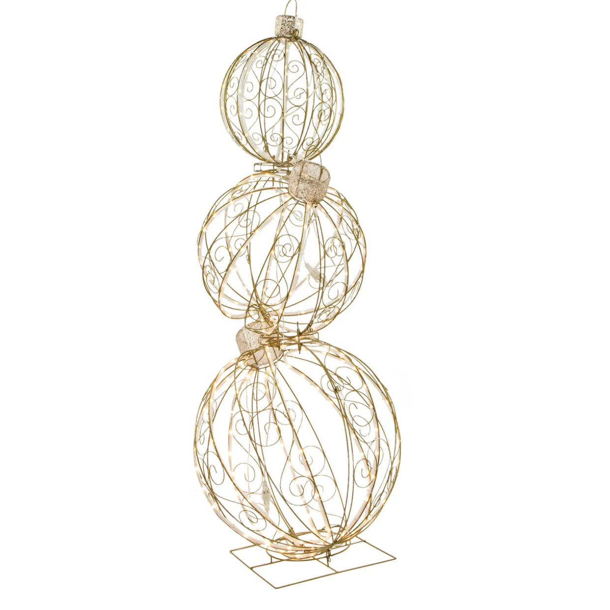 Open Design Stacked Christmas Ornaments Outdoor Decoration - 51" - Gold - Warm White
