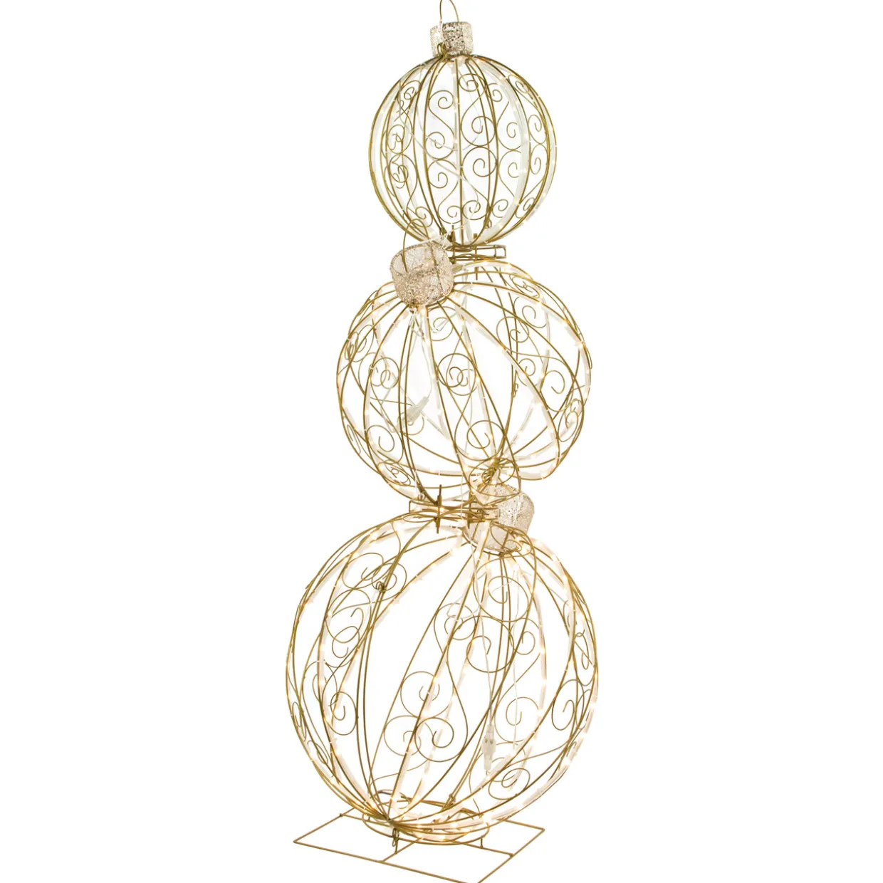 Open Design Stacked Christmas Ornaments Outdoor Decoration - 51" - Gold - Warm White