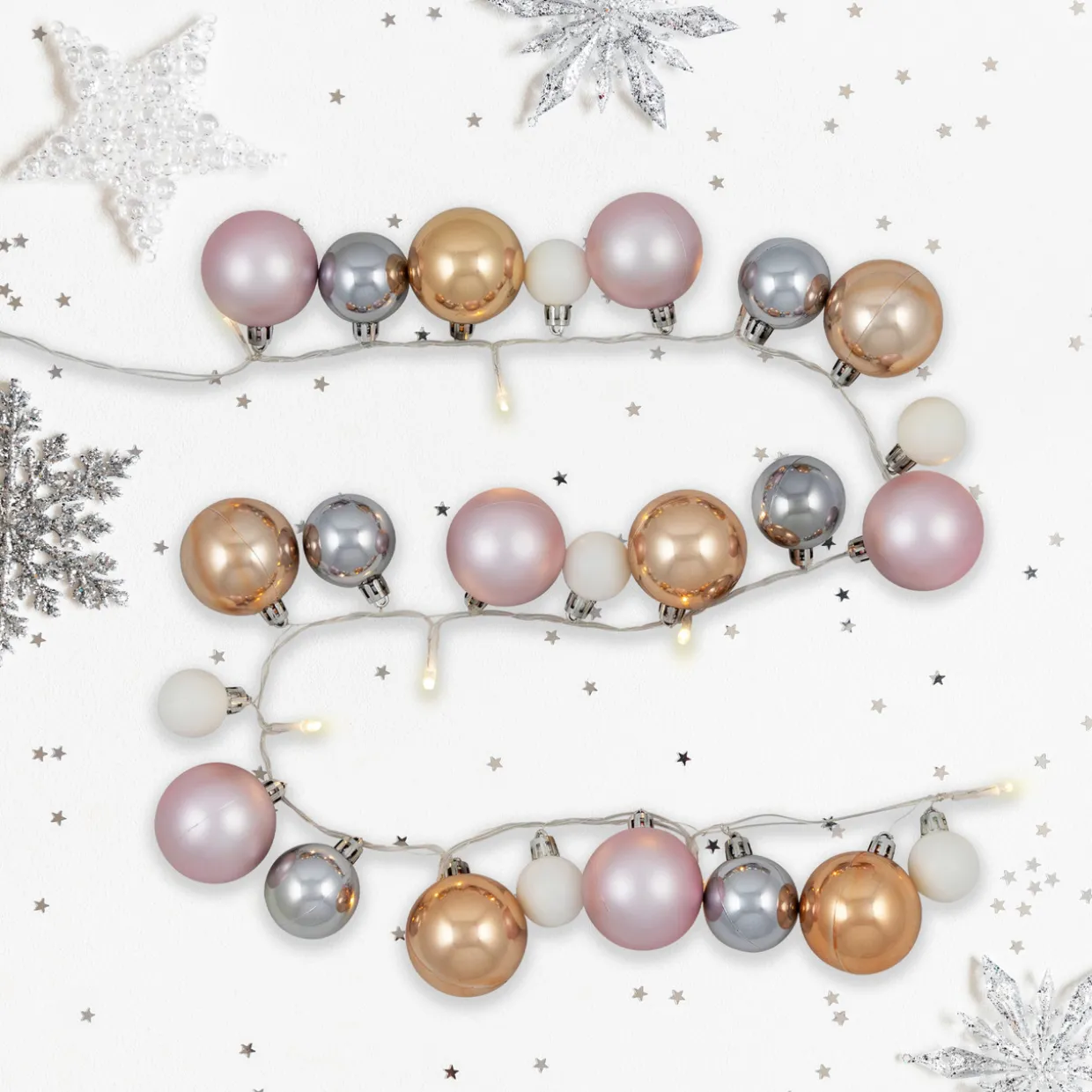 Ornament String Christmas Lights - Warm White LED - 3' Clear Wire - 10ct - Pink