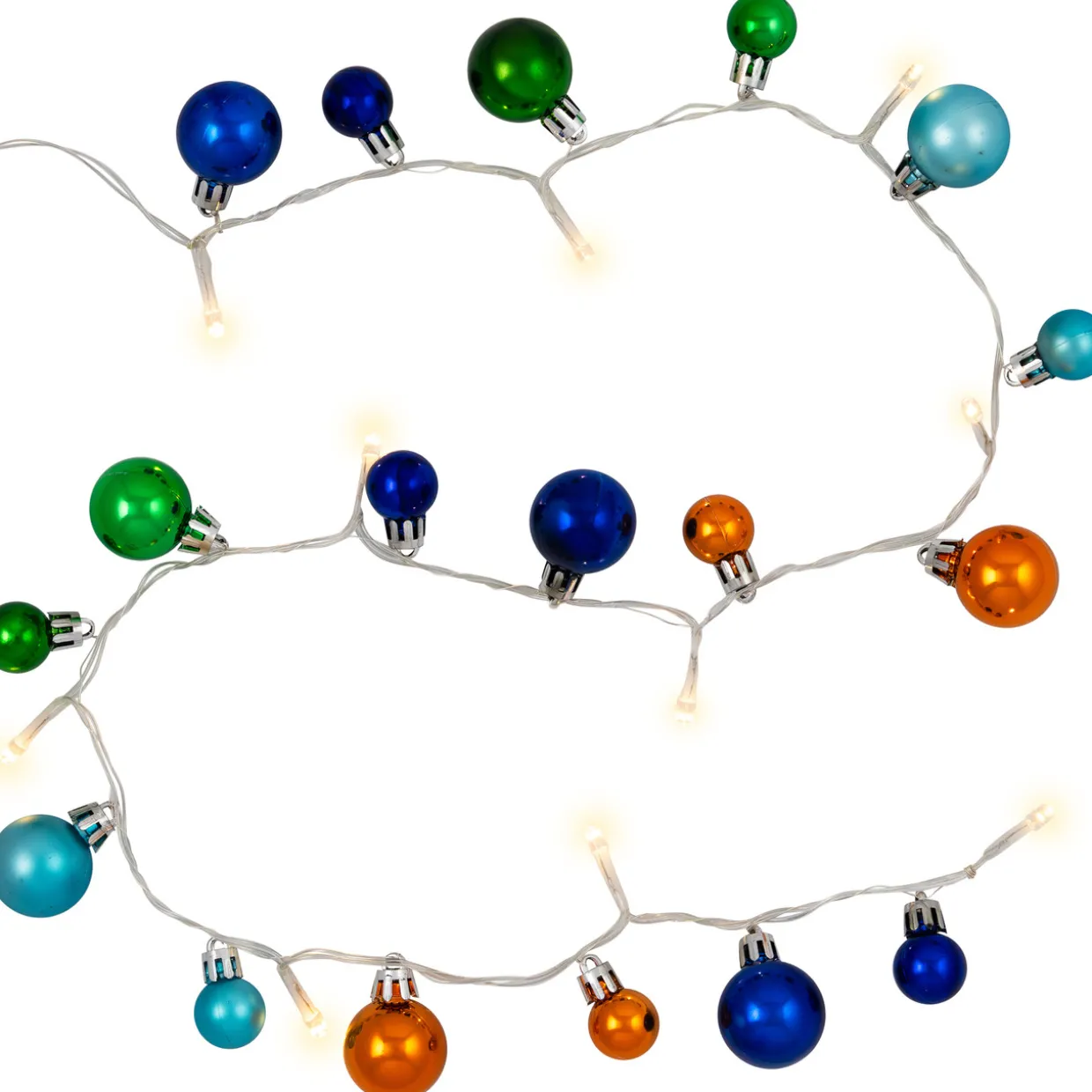 Ornament String Christmas Lights - Warm White LED - 3' Clear Wire - 10ct - Blue