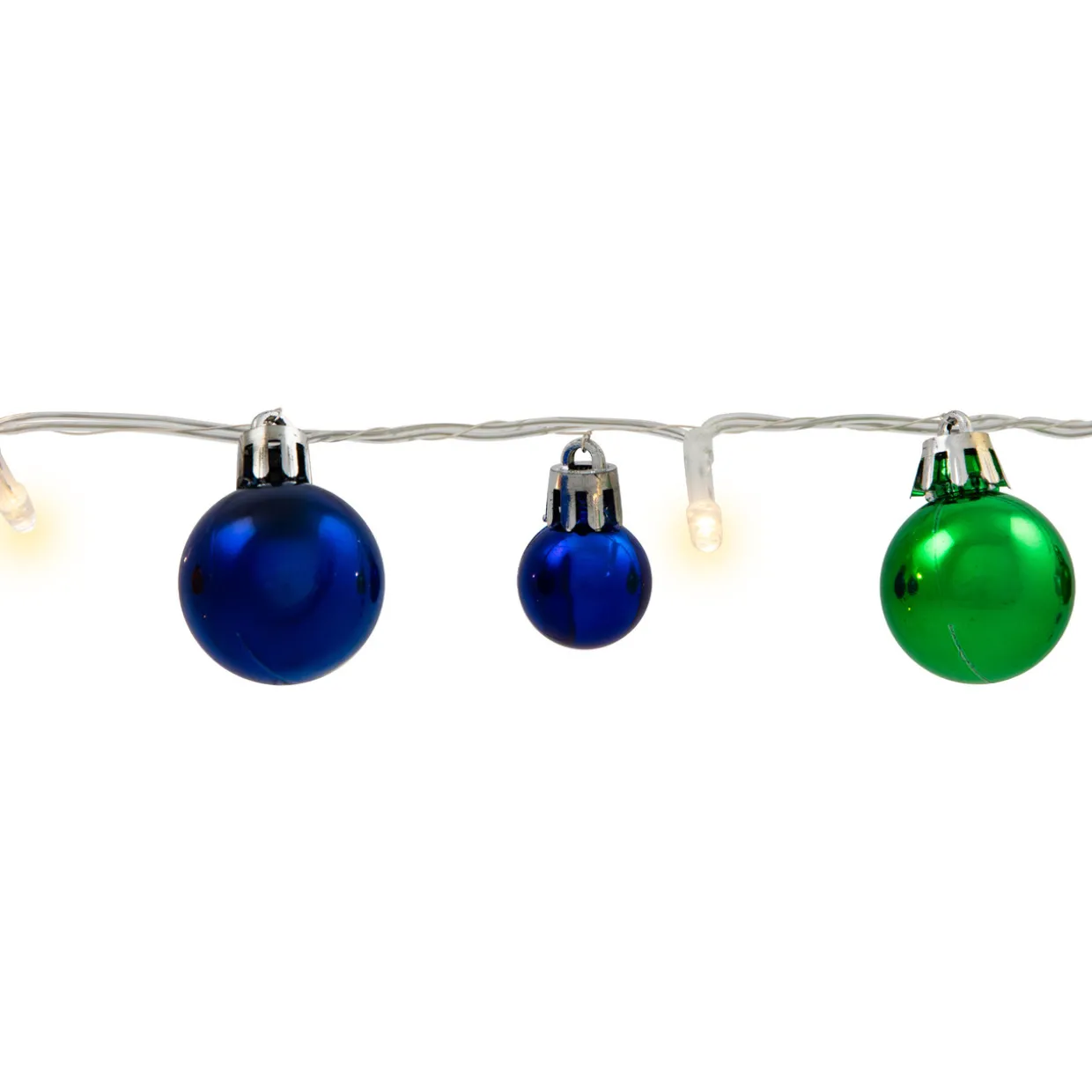 Ornament String Christmas Lights - Warm White LED - 3' Clear Wire - 10ct - Blue