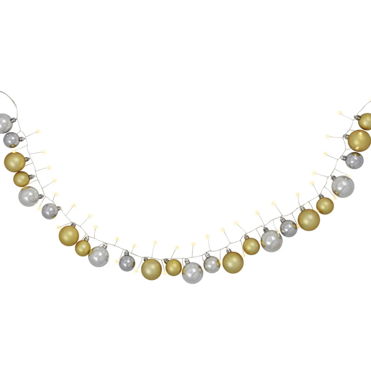 Ornament String Christmas Lights - Warm White - 3.75' Silver Wire - 50ct - Gold