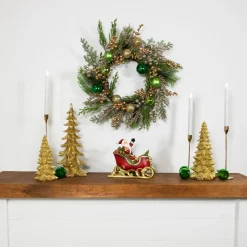 Ornaments and Berries Glittered Artificial Christmas Wreath - 24" - Unlit