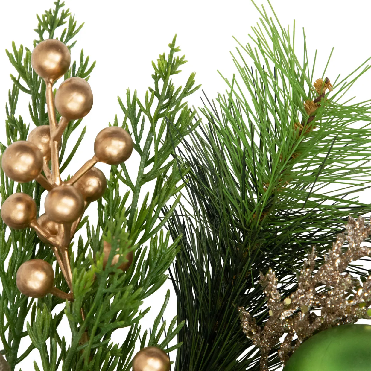 Ornaments and Berries Glittered Artificial Christmas Wreath - 24" - Unlit