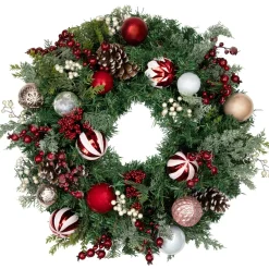 Ornaments and Pinecones Artificial Pine Christmas Wreath - Unlit - 28"