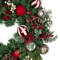 Ornaments and Pinecones Artificial Pine Christmas Wreath - Unlit - 28