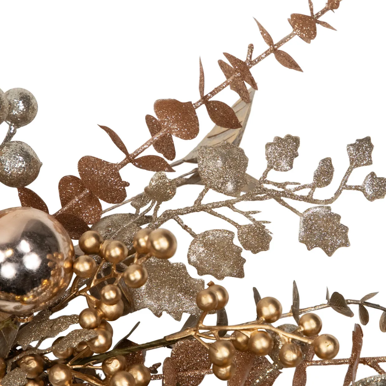 Ornaments, Holly and Berries Artificial Christmas Wreath - 30" - Gold and Copper Tone