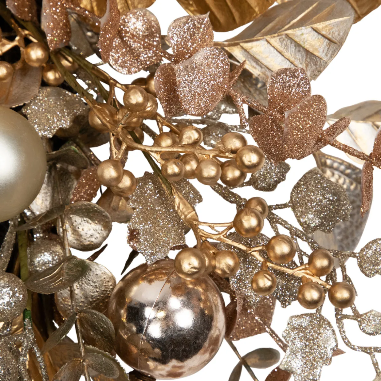 Ornaments, Holly and Berries Artificial Christmas Wreath - 30" - Gold and Copper Tone