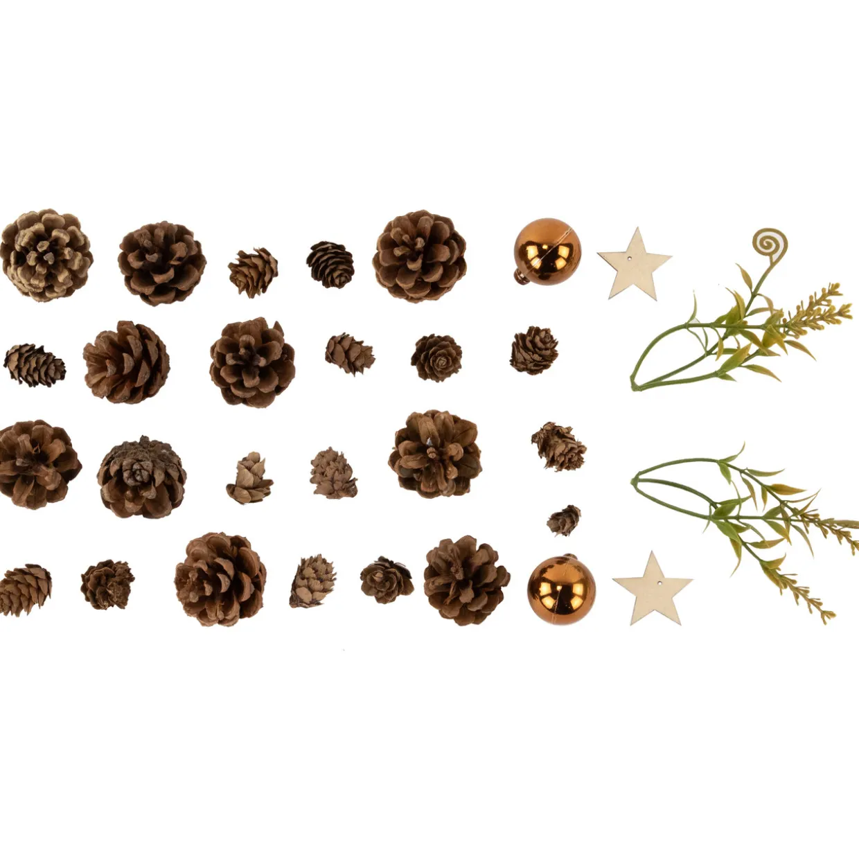 Ornaments, Pinecones and Stars Christmas Decorations - 6"