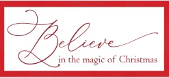 Oversize Believe in the Magic of Christmas 19" x 43.5" Framed Christmas Wall Decor Sign Poster in a Red Wooden Frame with UV Acrylic and Hangers