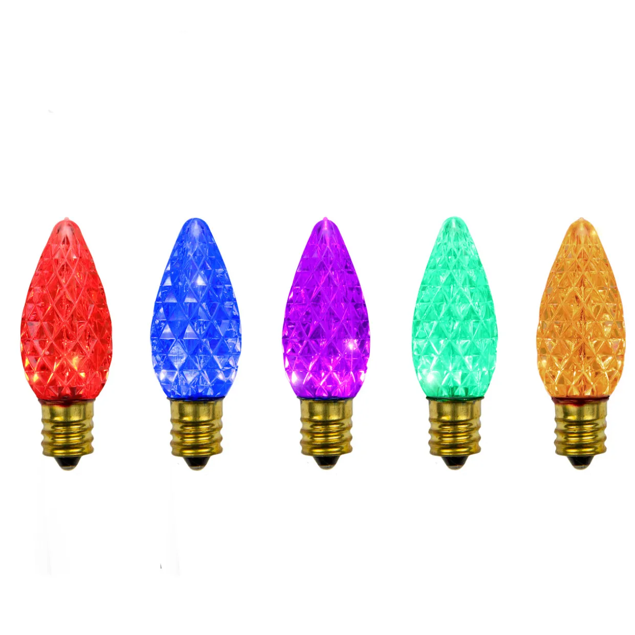 Pack of 25 Faceted C7 LED Multi-Color Christmas Replacement Bulbs