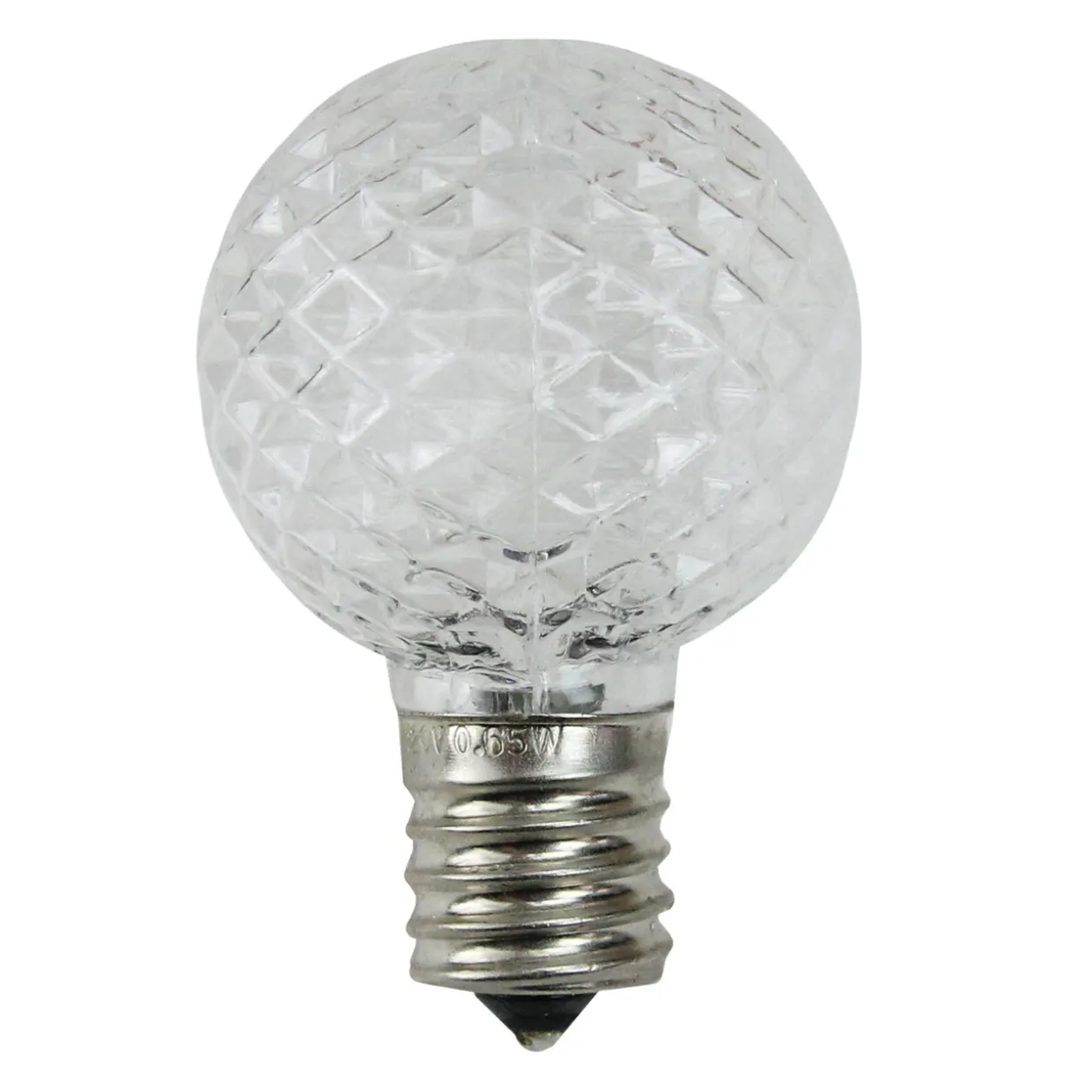 Pack of 25 Faceted LED G40 Clear Christmas Replacement Bulbs