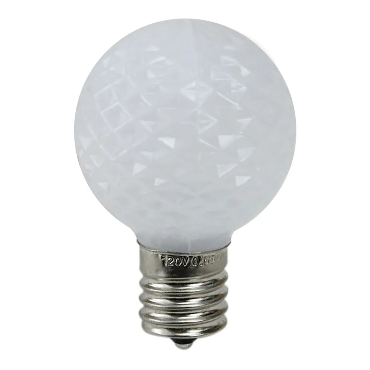 Pack of 25 Faceted LED G40 Pure White Christmas Replacement Bulbs