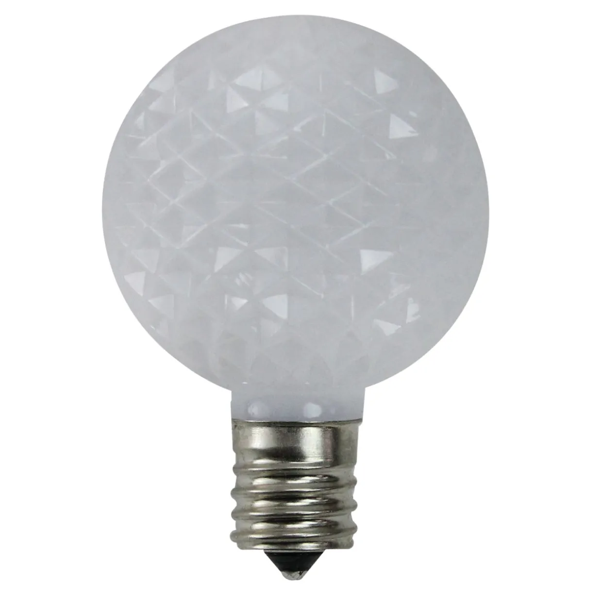 Pack of 25 Faceted LED G50 White Christmas Replacement Bulbs
