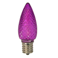 Pack of 4 Faceted Transparent Purple LED C9 Christmas Replacement Bulbs