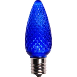 Pack of 4 Faceted Transparent Blue LED C9 Christmas Replacement Bulbs
