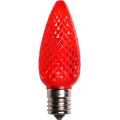 Pack of 4 Faceted Transparent Red LED C9 Christmas Replacement Bulbs