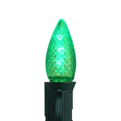 Pack of 4 Faceted Transparent Green LED C7 Christmas Replacement Bulbs