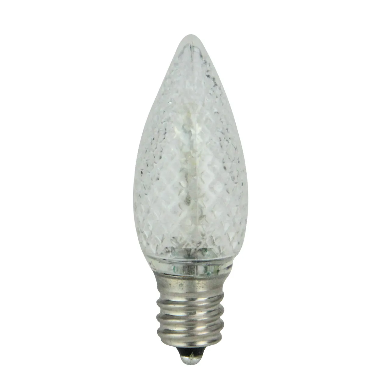 Pack of 4 Faceted Transparent Cool White LED C7 Christmas Replacement Bulbs